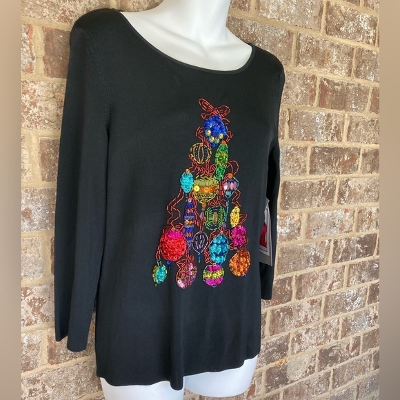 Lucia Burns Black Beaded Christmas Tree Holiday XLarge New With Tags - Picture 3 of 8